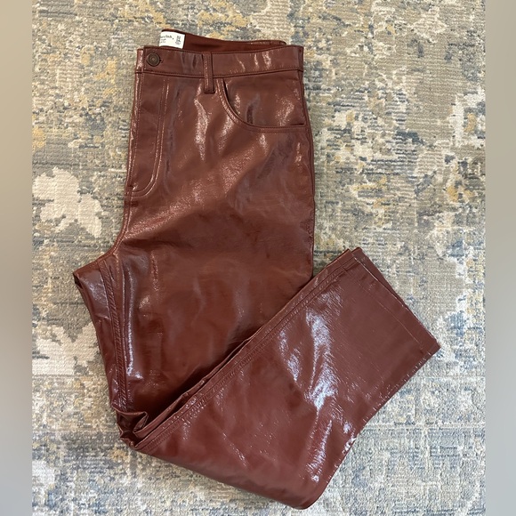 Brown Abercrombie and Fitch 90s straight leather pants - Picture 3 of 12